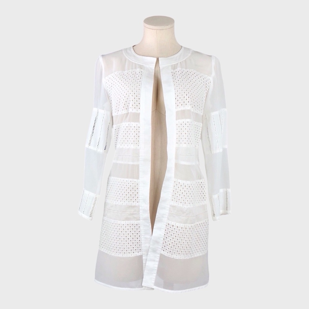 Chelsea28 Sheer Eyelet Panel Longline Jacket
